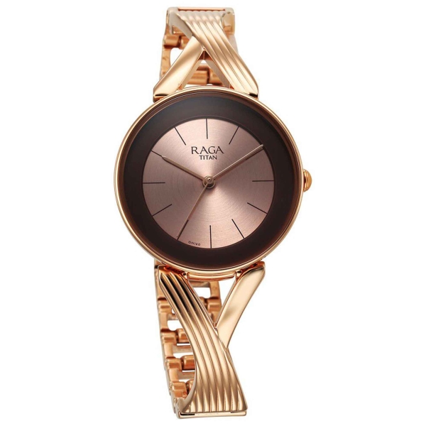 Titan Raga Chic Quartz Analog Rose Gold Dial Metal Strap Watch for Women - Image 2