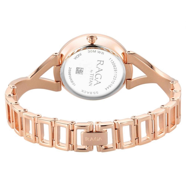Titan Raga Chic Quartz Analog Rose Gold Dial Metal Strap Watch for Women - Image 5