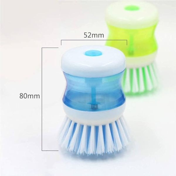 Dish/Washbasin Plastic Cleaning Brush with Liquid Soap Dispenser, Multicolour (pack of 1) - Image 4
