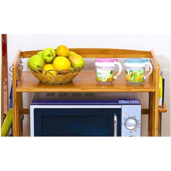 Microwave Oven Rack Microwave Stand Bamboo Microwave Stand Kitchen Rack Oven Rack Spice Storage Rack for Home Dining Room Office Kitchen Microwave Shelf Microwave Rack ( Color : Brown , Size : 60cm ) - Image 3