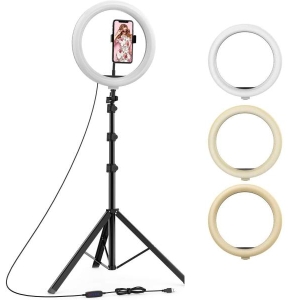 26cm Selfie LED Ring Light With Cell Phone Holder & 3 Dimmable Light Modes