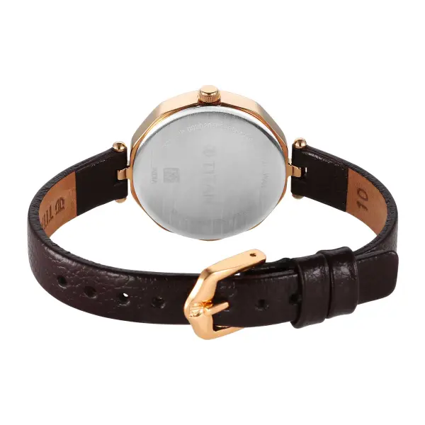 Titan Karishma Quartz Analog Maroon Dial Leather Strap Watch for Women - Image 5