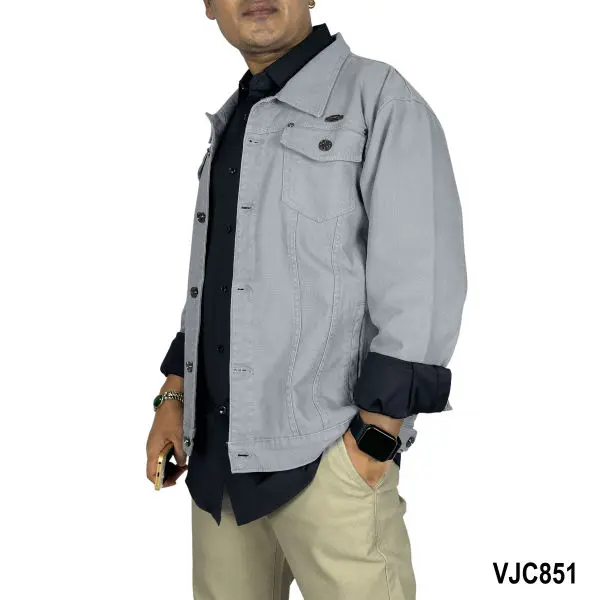 VIRJEANS (VJC851) Stretchable Cotton Jacket For Men-Light Blue - Image 3