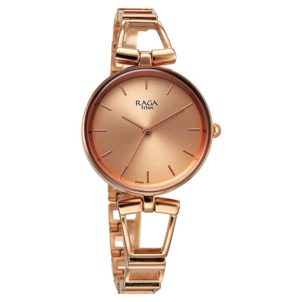 Titan Raga Ascend Quartz Alog Rose Gold Dial With Rose Gold Color Metal Strap Watch For Women - Image 2