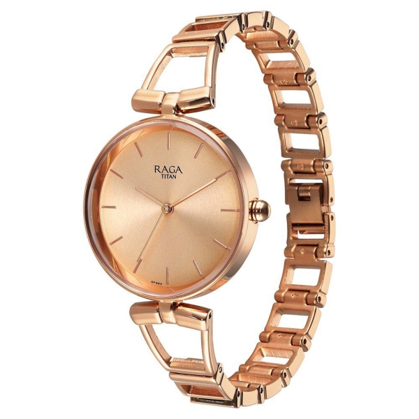 Titan Raga Ascend Quartz Alog Rose Gold Dial With Rose Gold Color Metal Strap Watch For Women - Image 3