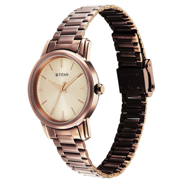 Titan Karishma Quartz Analog Beige Dial Brown Stainless Steel Strap Watch For Women(2760QM01) - Image 3