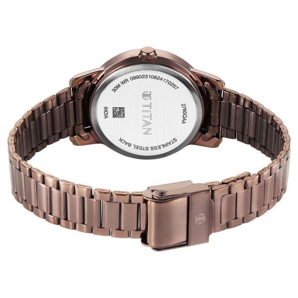 Titan Karishma Quartz Analog Beige Dial Brown Stainless Steel Strap Watch For Women(2760QM01) - Image 5