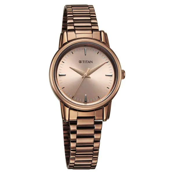 Titan Karishma Quartz Analog Beige Dial Brown Stainless Steel Strap Watch For Women(2760QM02) - Image 2