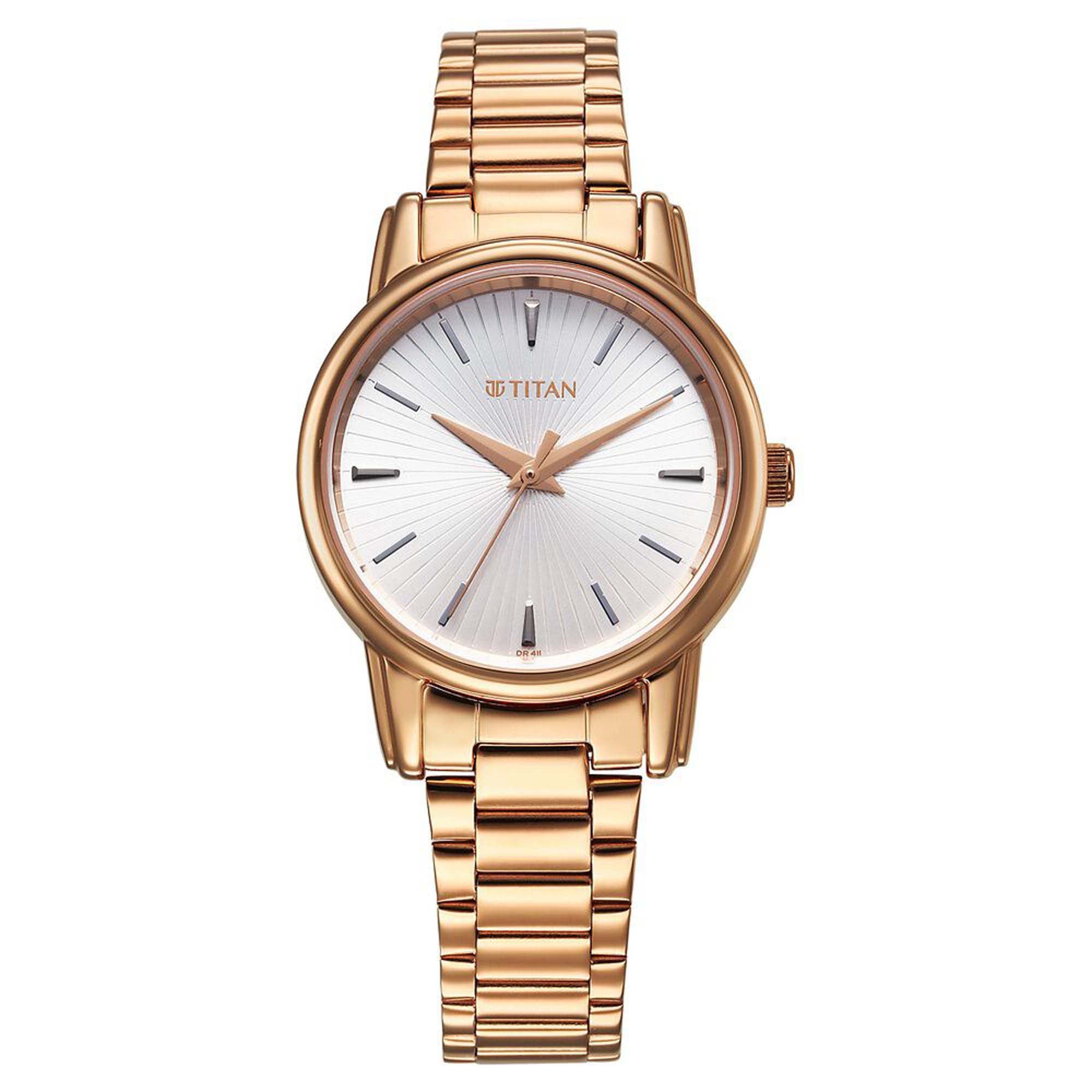 Titan Karishma Quartz Analog Silver Dial Rose Gold Stainless Steel Strap Watch For Women(2760WM01)