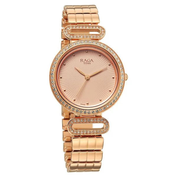 Titan Raga Rose Gold Dial Metal Strap Analog Watch For Women - Image 2