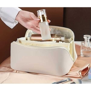 KOJA Large Capacity Travel Cosmetic Bag Portable PU Makeup Bag Waterproof Bathroom Bag Multifunctional Toiletry Kit