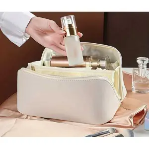 KOJA Large Capacity Travel Cosmetic Bag Portable PU Makeup Bag Waterproof Bathroom Bag Multifunctional Toiletry Kit