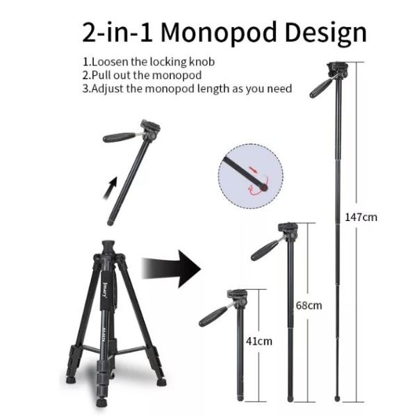 Jmary KP 2274 Multifunctional Professional Tripod - Image 4