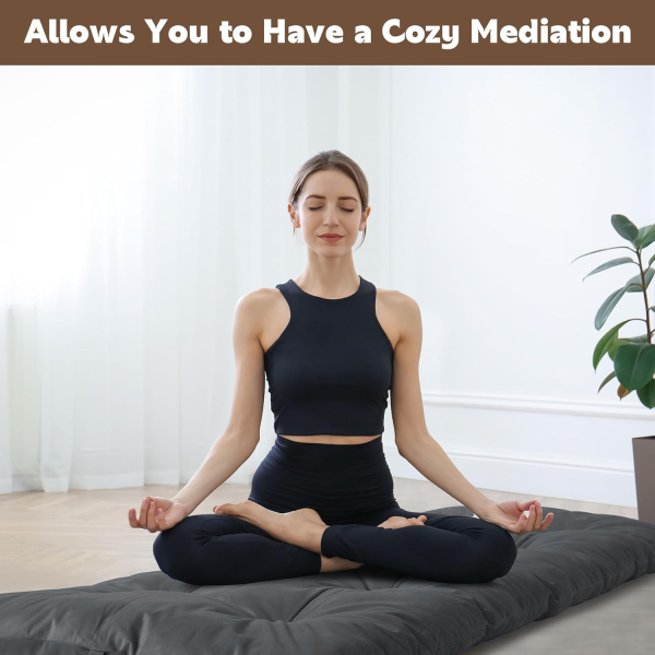 Floor Lounger Cushion, Multipurpose Soft Fabric Cotton, Floor Mattress Cushion with Thick Layer for Meditation, Reading, Sleeping , Camping, Exercise in Dark Gray Color - Image 5