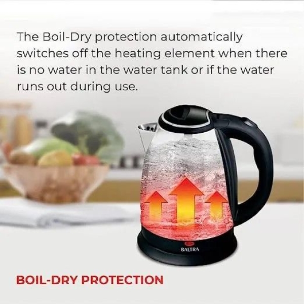 BALTRA  Electric Kettle | Supreme | 1.8 L | 360° cordless kettle | Concealed heating element | High grade SS body | Cool touch handle with finger protector | Boil dry protection | Auto cut off function | 1100 W | 12 Months warranty - Image 2