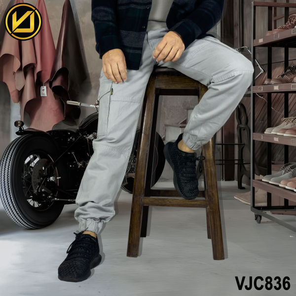 VIRJEANS (VJC836) Cargo Box Joggers 6 Pocket Pant For Men-Grey - Image 5