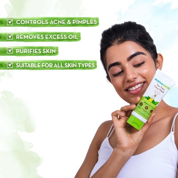 Mamaearth Tea Tree Face Wash for Oily And Acne-Prone Skin 100 Ml Natural Ingredients Skincare Face Cleanser - Image 4