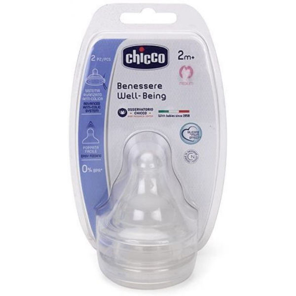 Chicco Welfare Medium Teats Silicone Set of 2, White/2 Months - Image 2