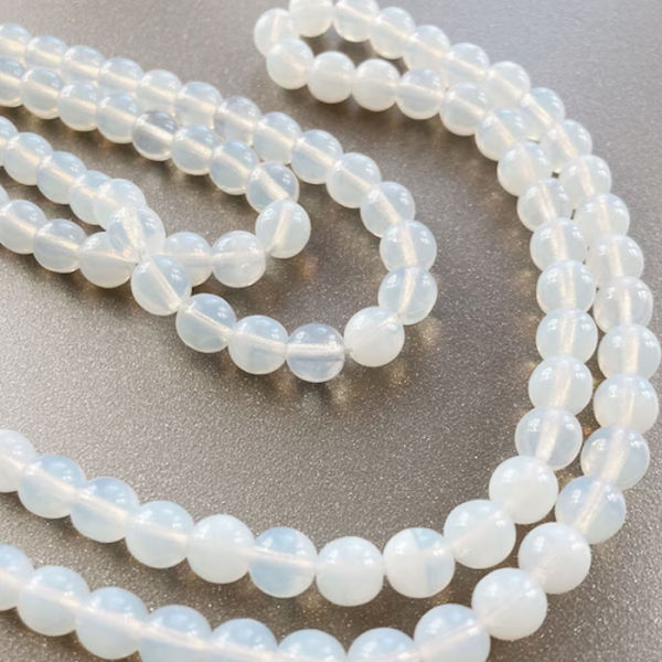 Glass Beads, Round, Plain, 8mm, Semi Transparent White For DIY Project - Image 3