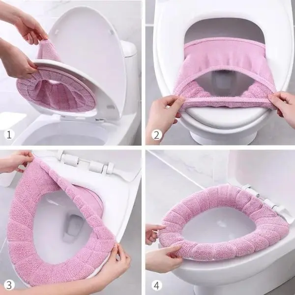 Toilet Seat Washable Soft Warmer Toilet Seat Cover Toilet Seat Cushion Mat Toilet Seat Lid Cover Pads Easy Installation & Cleaning - Image 4