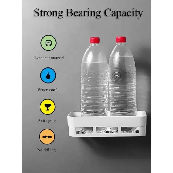 1 Piece Plastic Bathroom Kitchen Storage Organize Shelf Rack Bathroom Shelves Shower Caddy Basket with Wall Mounted - Image 3