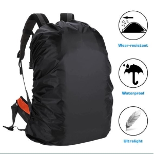 Black Water & Dust Proof Cover For Backpacks | Adjustable Elastic Waterproof Rain Back Cover | Fits 20-30 Ltrs Backpack