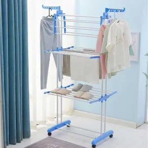 Heavy Duty Stainless Steel Double Pole Foldable Cloth Drying Stand