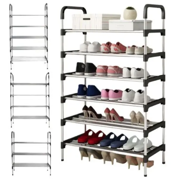 Stainless Steel Shoe Rack Shoe Stand Storage Organizer Shoe Cabinet Durable Portable 5 Layer - Image 4