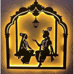 2Ft Radha Krishna Led Aesthetic Decor Art Wooden Wall Decor