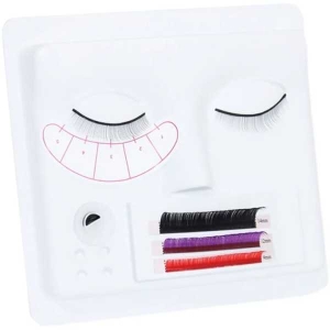 3 in 1 Face Eyelashes Training Lashes Practice Eyelashes Glue Holder Tray Face Training Tools for Exercise Practice Beauty Tool