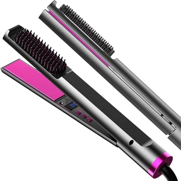 3 In 1 Flat Iron Hair Straightener And Curler, Smart Anti-perm Hair Straightener Brush Tourmaline Ceramic Flat Iron - Image 4