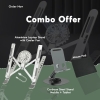 3-in-1 Laptop Aluminum Folding Stand with Cooler + 360° Metal Mobile Stand + Gaming Mouse Pad– Premium Combo