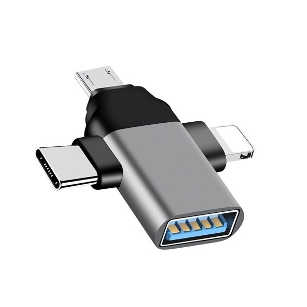 3-in-1 USB 3.0 OTG Adapter | USB to Type-C, Micro USB & Lightning | 200MB/s High-Speed Data Transfer | Plug & Play - Image 3