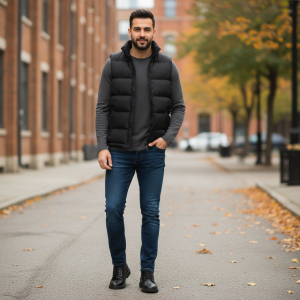 3 Layer Windproof Holofill Half Sleeves Winter Jacket For Men - Multicolor | Fashion | Jacket For Men