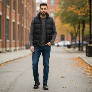 3 Layer Windproof Holofill Half Sleeves Winter Jacket For Men - Multicolor | Fashion | Jacket For Men