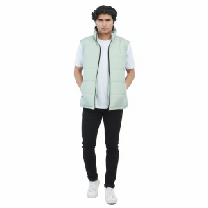 3 Layer Windproof Puffer Half Sleeves Winter Jacket For Men.