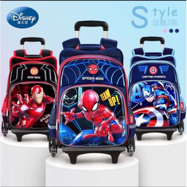 3 Pcs/Set Children Kids School Backpack Trolley With Wheel Boys or Girls - Image 2