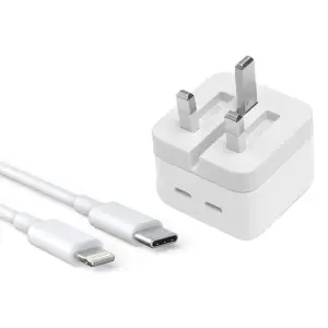 3 Pin UK Pin 50W TC Port Power Adapter With TC TO Lightinning Cable