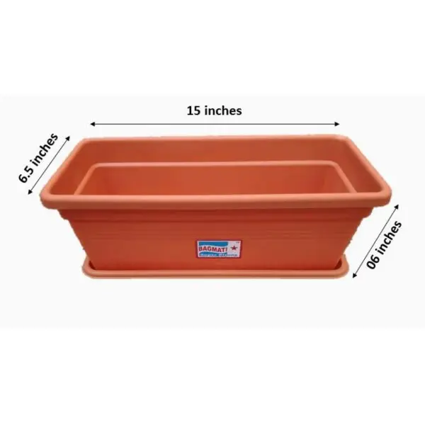 3 Sets Of Rectangular Plastic Flower Pot 6 * 15 Inches With Tray - Image 2