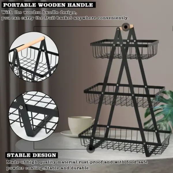 3 Tier Countertop Fruit Basket Vegetable Holder For Kitchen Storage - Image 4