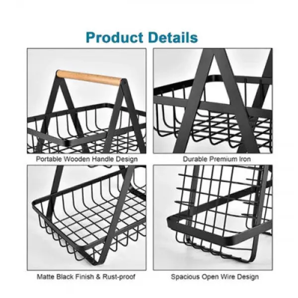 3 Tier Countertop Fruit Basket Vegetable Holder For Kitchen Storage - Image 5