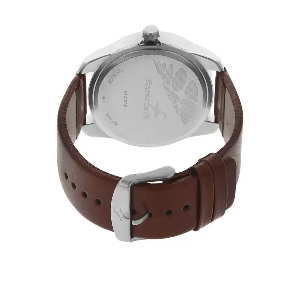Fastrack Quartz Analog Silver Dial Leather Strap Watch for Guys - Image 4
