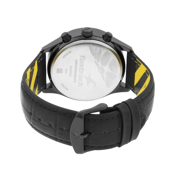 Fastrack Fastfit Quartz Analog with Day and Date Black Dial Leather Strap Watch for Guys - Image 5