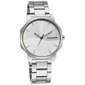 Fastrack Stunners Quartz Analog Silver Dial Metal Strap Watch for Guys