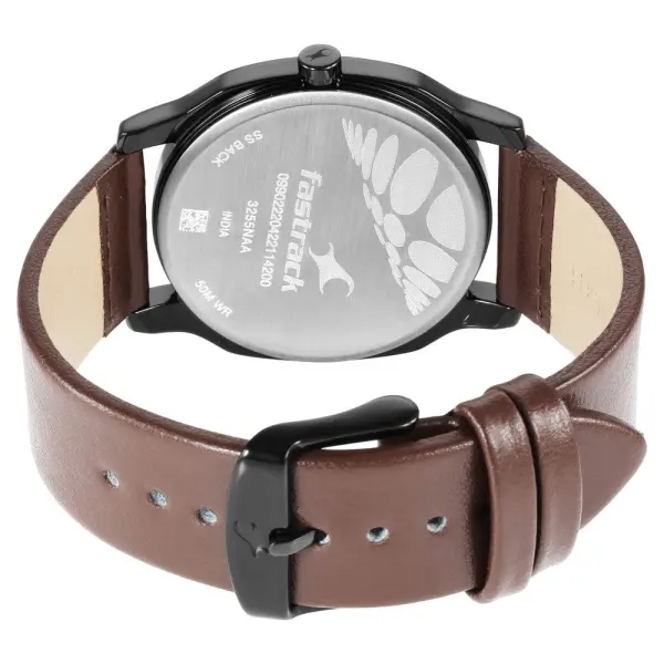 Fastrack Stunners Quartz Analog Silver Dial Leather Strap Watch for Guys - Image 6