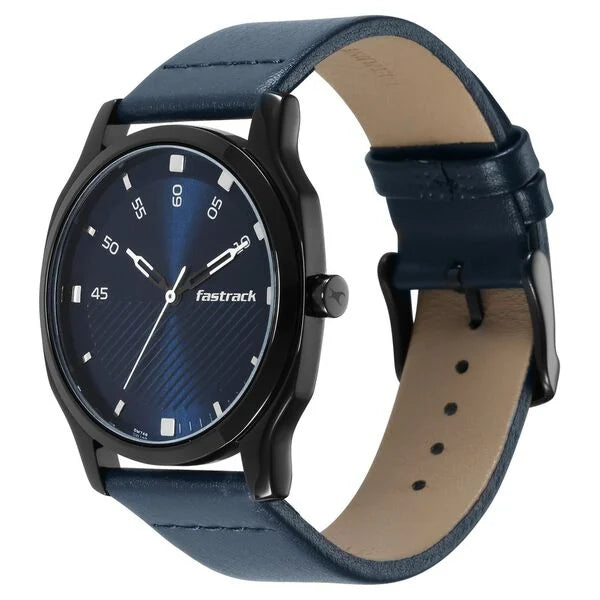 Fastrack Stunners Quartz Alog Blue Dial Leather Strap Watch for Guys - Image 2