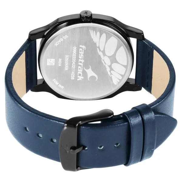 Fastrack Stunners Quartz Alog Blue Dial Leather Strap Watch for Guys - Image 4