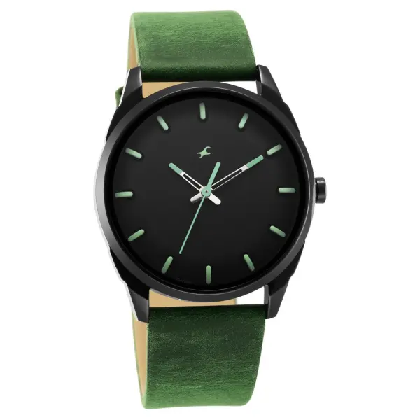 After Dark Black Dial Leather Strap Watch for Guys - Image 2