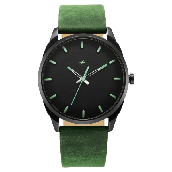 After Dark Black Dial Leather Strap Watch for Guys - Image 3