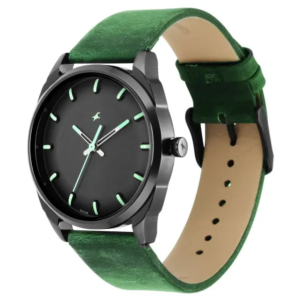 After Dark Black Dial Leather Strap Watch for Guys - Image 4